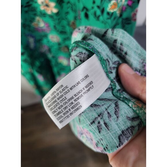 KNOX ROSE Women's XL Floral Green One Shoulder Smocked Casual Dress NWT - Picture 6 of 7